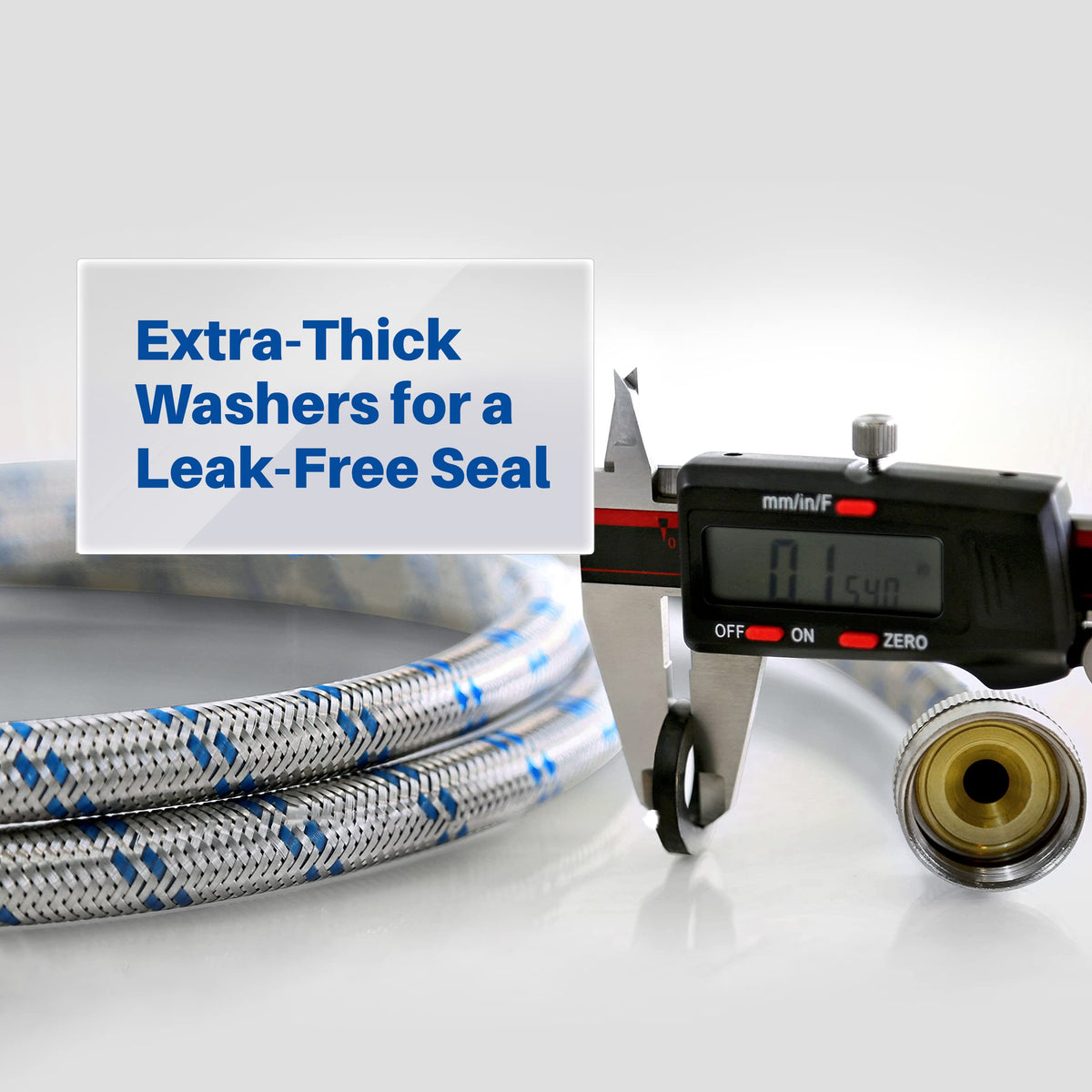 Standard-fit connection on the K&J hose for universal washer compatibility.