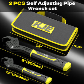 KJE 12-inch self-adjusting wrench with larger jaw opening for bigger fittings