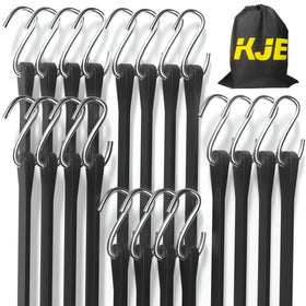 KJE 10-inch rubber bungee cords with S hooks for tarps and canvases.