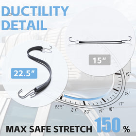 KJE 31-inch bungee cords with rustproof hooks for long-distance securing.