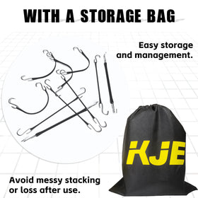 KJE rustproof S-hooks and EPDM cords reduce slip and improve grip.