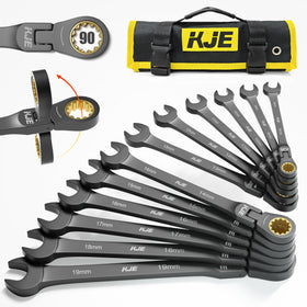 KJE 90-tooth ratchet with flex head in 8mm for tight spaces