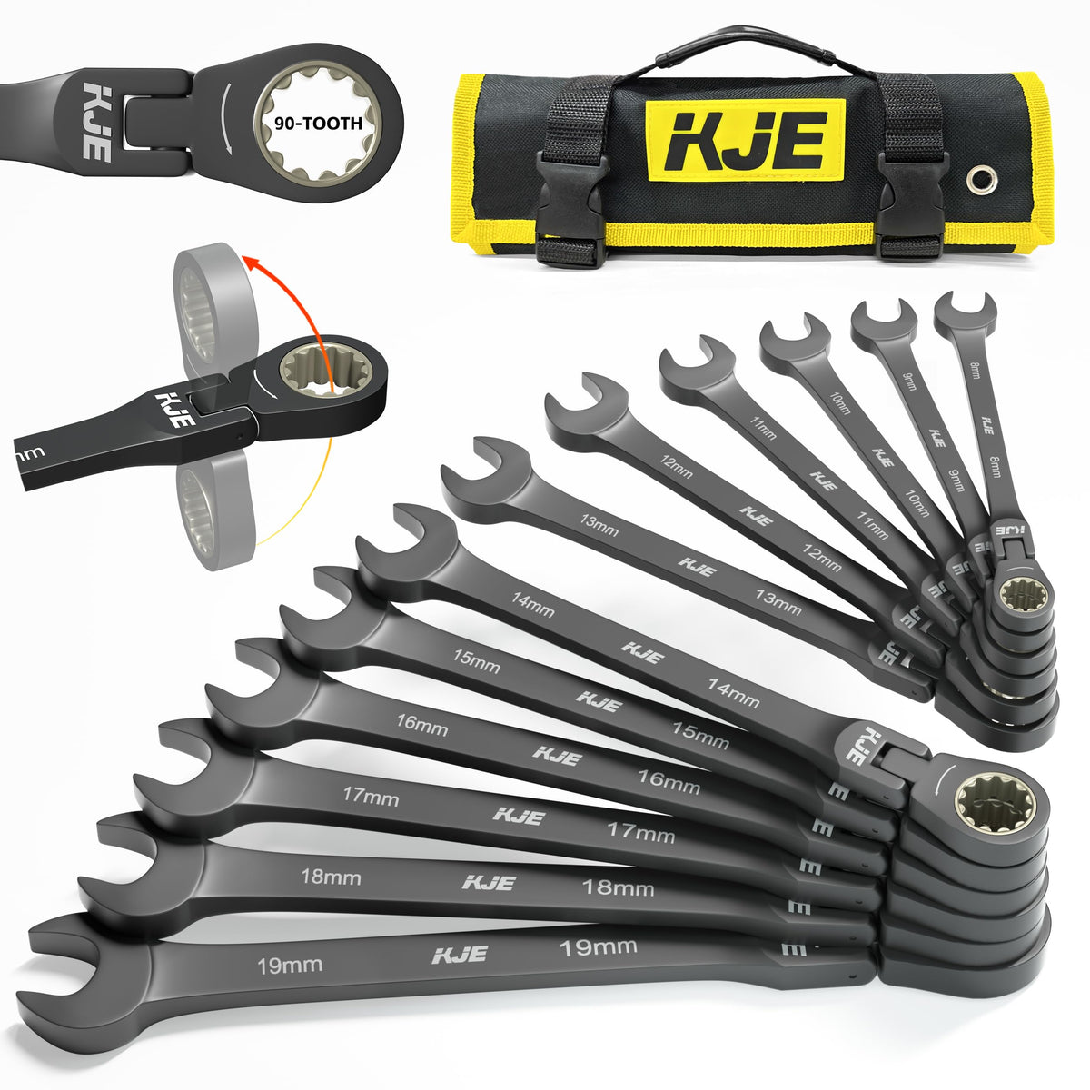 Automotive and machinery repair scenarios using the KJE wrench set