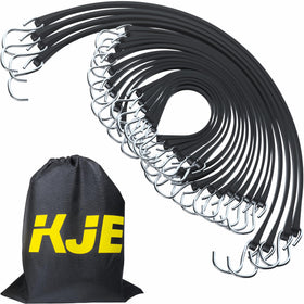 KJE 15inch bungee cord with S hooks secures tarps and canvases with strong stretch