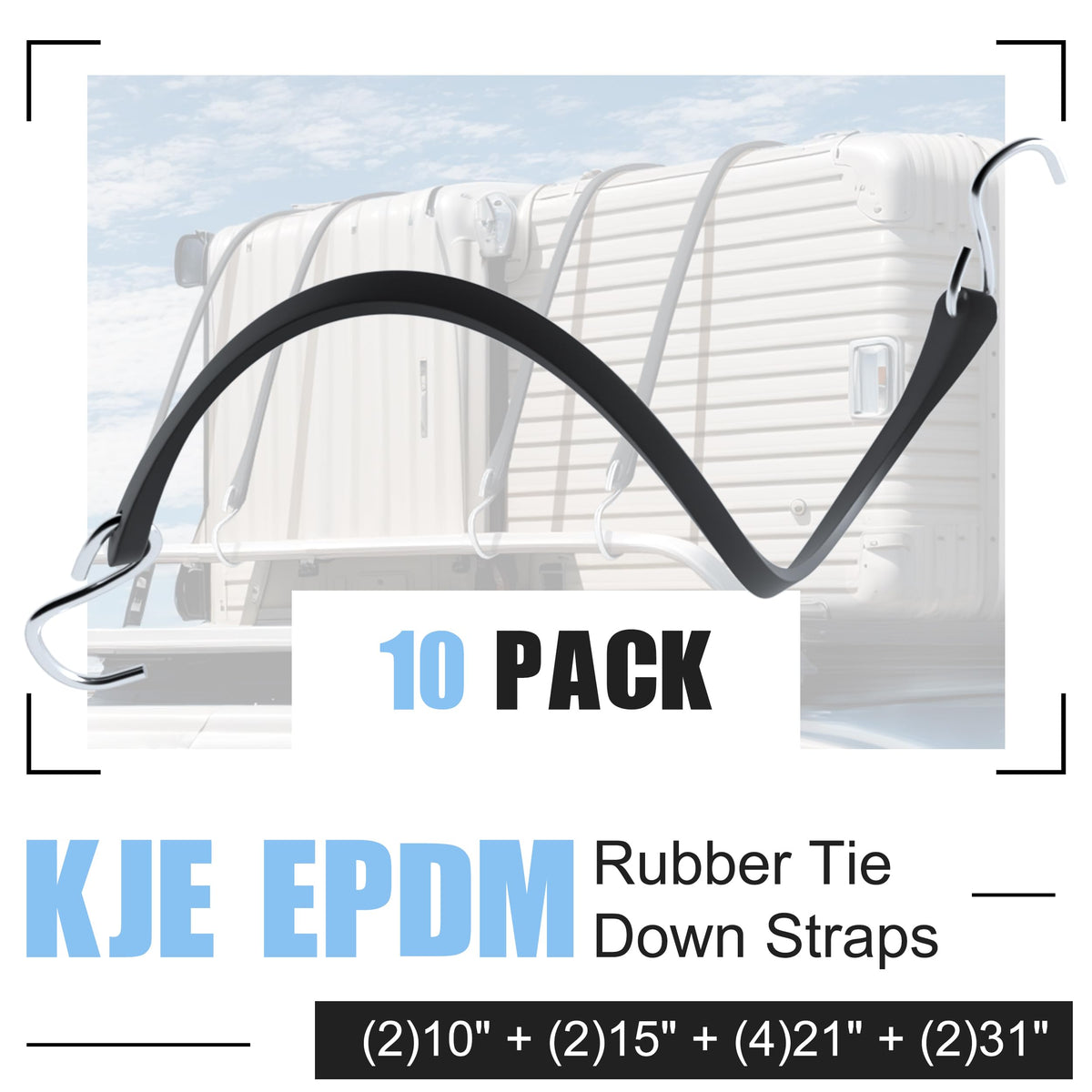 KJE bungee cords S-hooks close-up highlighting rustproof hardware