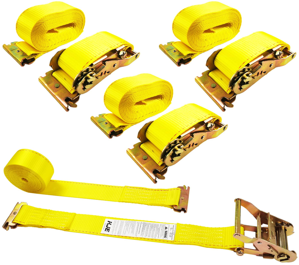 KJE E-Track ratchet strap with UV-protected webbing for durable outdoor use.