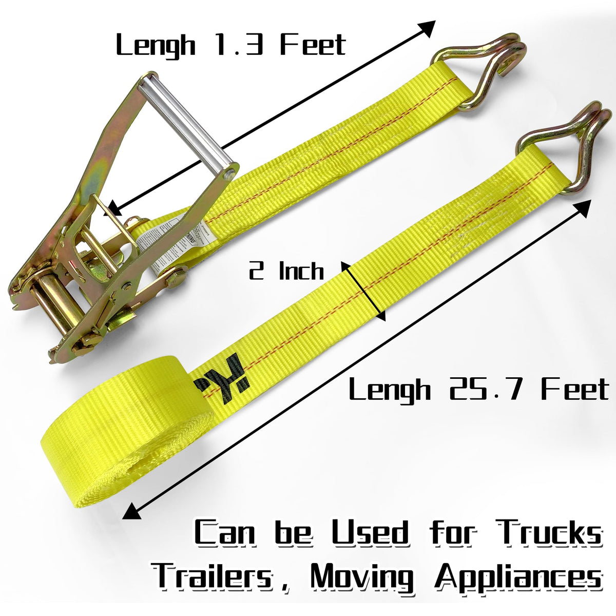 KJE low-clearance design ratchet strap illustration