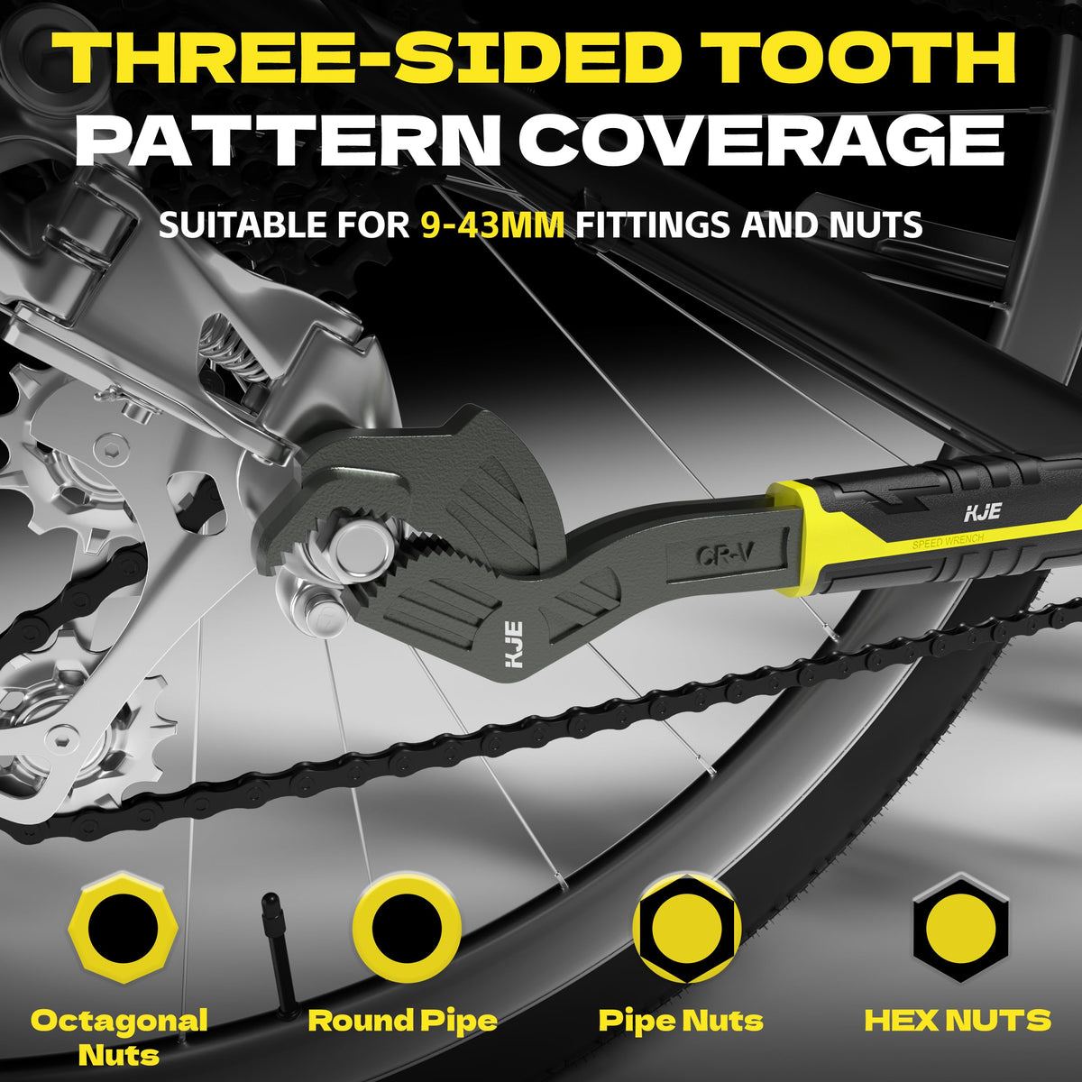 KJE self-locking jaws enable one-handed use in tight spaces