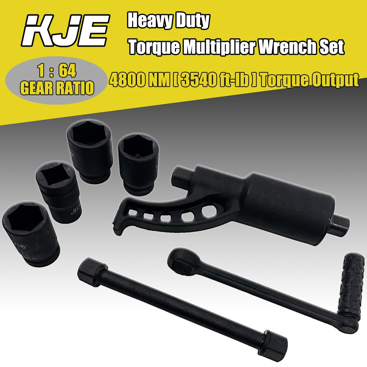 KJE torque multiplier output shaft with retaining ball securing the socket