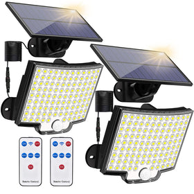 KKERNOWO solar lights outdoor with 106 LEDs illuminate entryways at night.