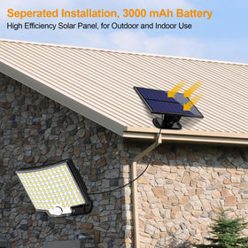 Motion sensor activation highlights dusk-to-dawn security around the garage.
