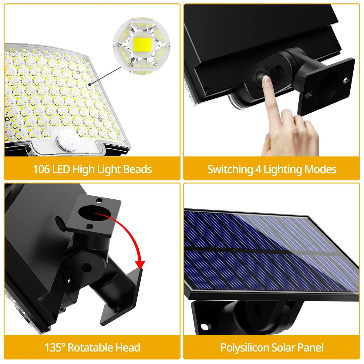 Solar panel connected by a 16.5 ft cable enables optimal charging placement.