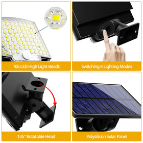 Solar panel connected by a 16.5 ft cable enables optimal charging placement.