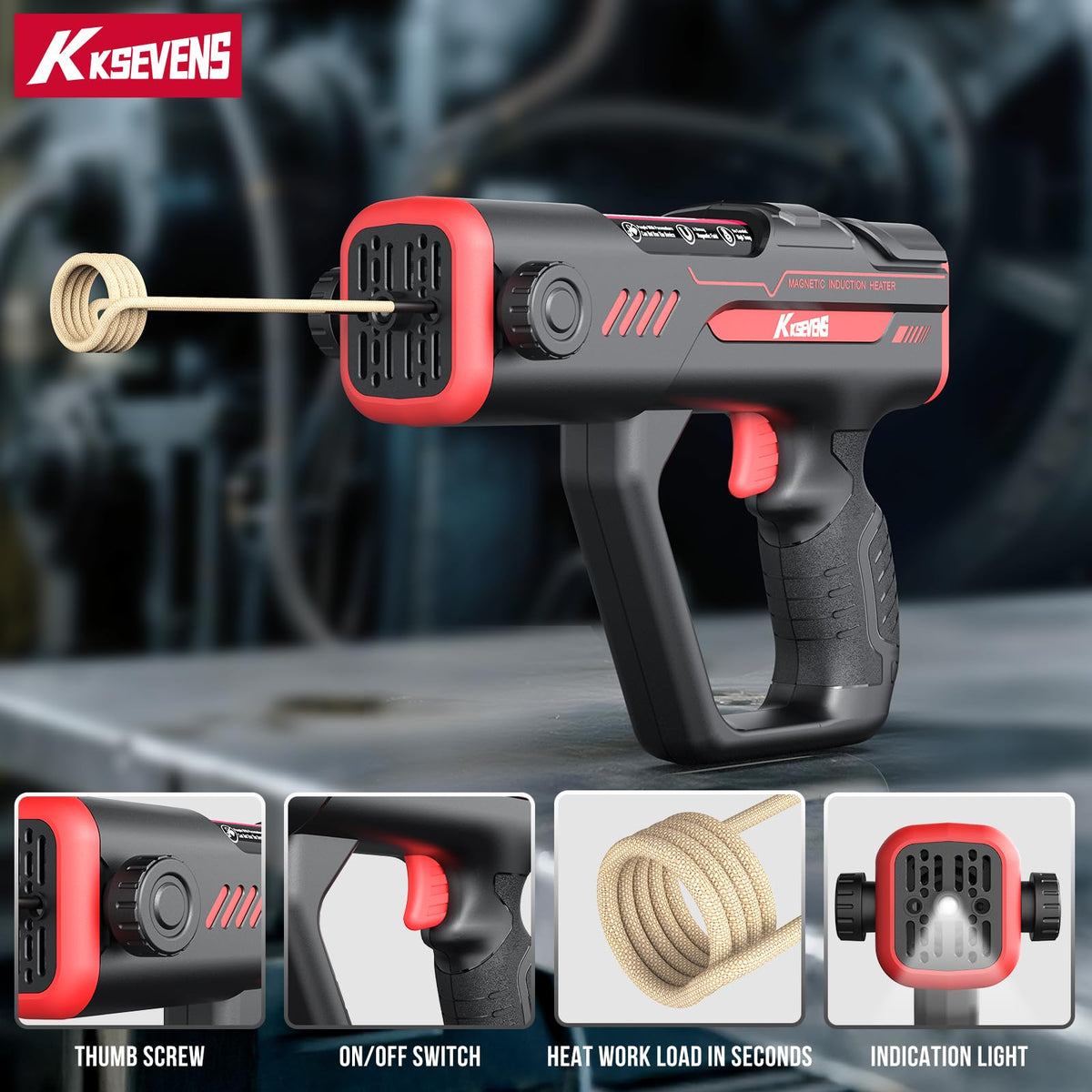 KKSEVENS induction heater 110V portable design enables on-site heating.