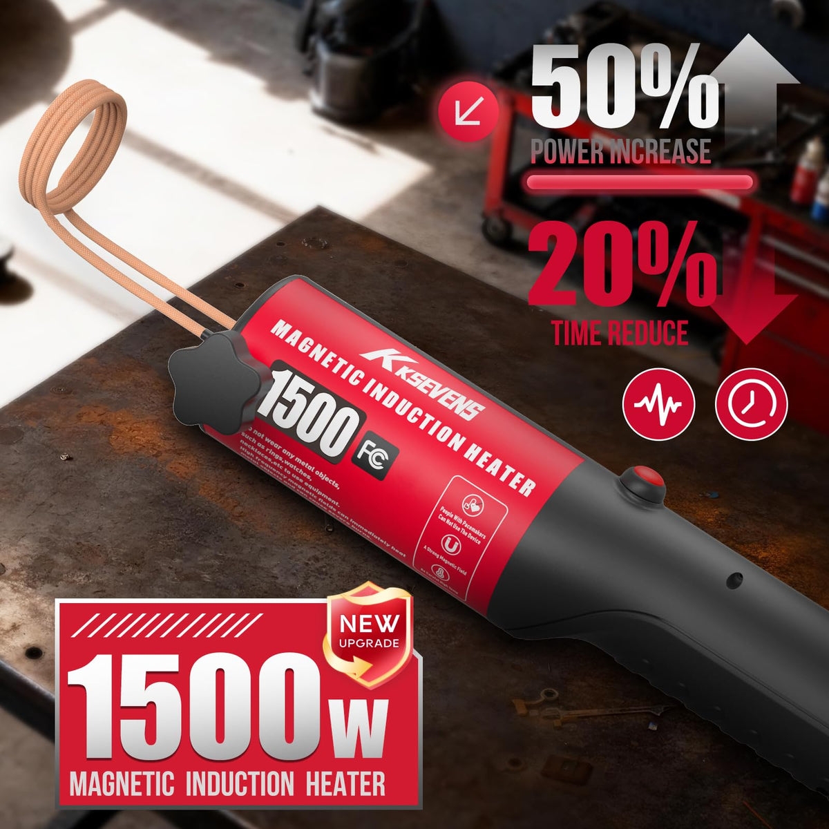 KKSEVENS induction heater with 12-coil kit for flexible bolt removal options