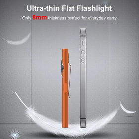 Klarus E5 magnetic base keeps the flashlight steady on metal surfaces