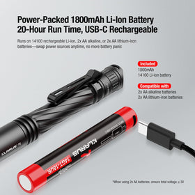 Klarus P2 IPX8 waterproof design withstands rain and splashes