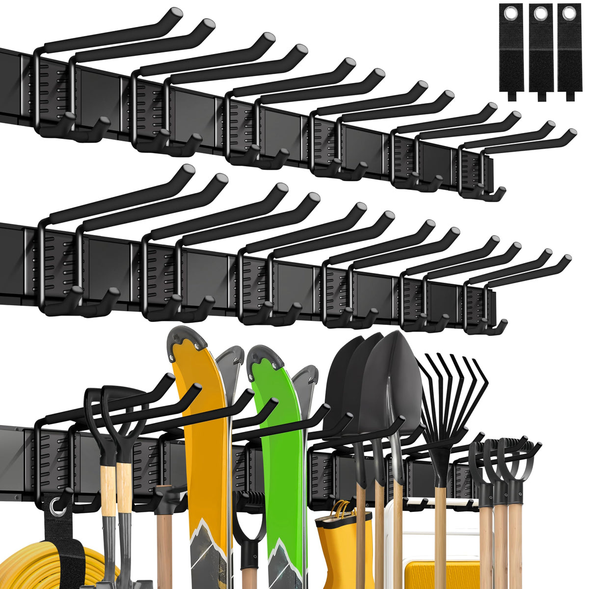 Klasit garage wall organizer 99in on wall provides easy tool access.