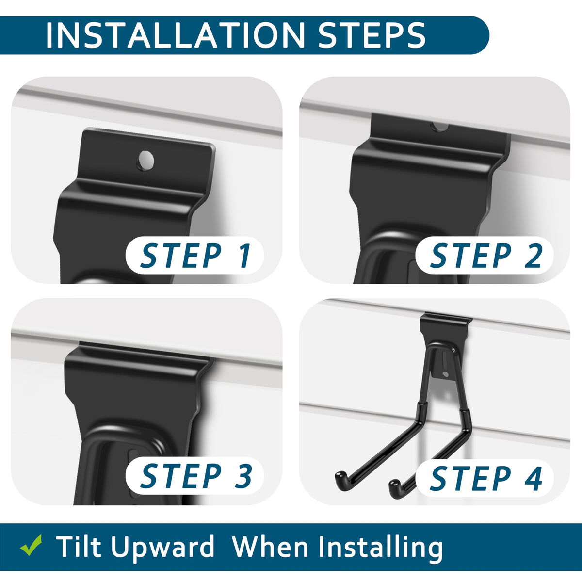 Klasit Slatwall Hooks Black 20-Pack slatwall system compatible for quick layouts.