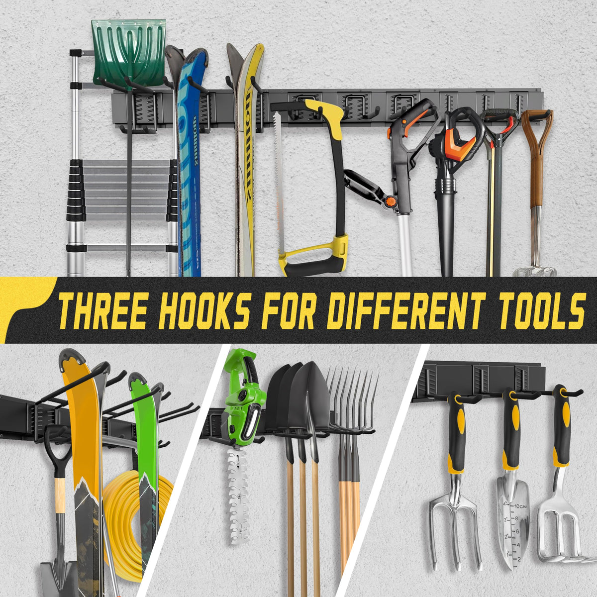 klasit versatile storage for hoses, brooms, and garden gear.