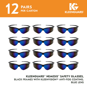 KLEENGUARD Nemesis safety glasses in a black frame suited for unisex fit.