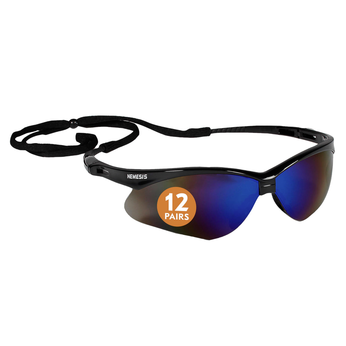 KLEENGUARD Nemesis safety glasses blue mirrored lenses reduce glare for outdoor work.