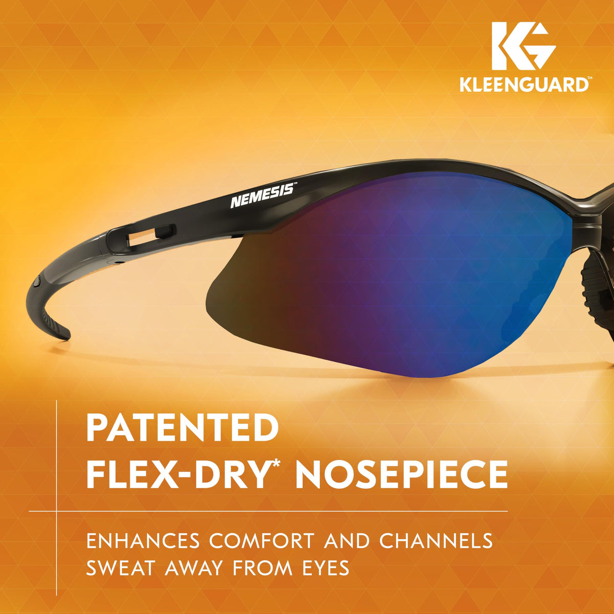 KLEENGUARD Nemesis has a flexible nose piece for stability during long shifts.