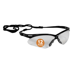 KleenGuard Nemesis safety glasses with clear lenses and a sleek black frame for all-day wear