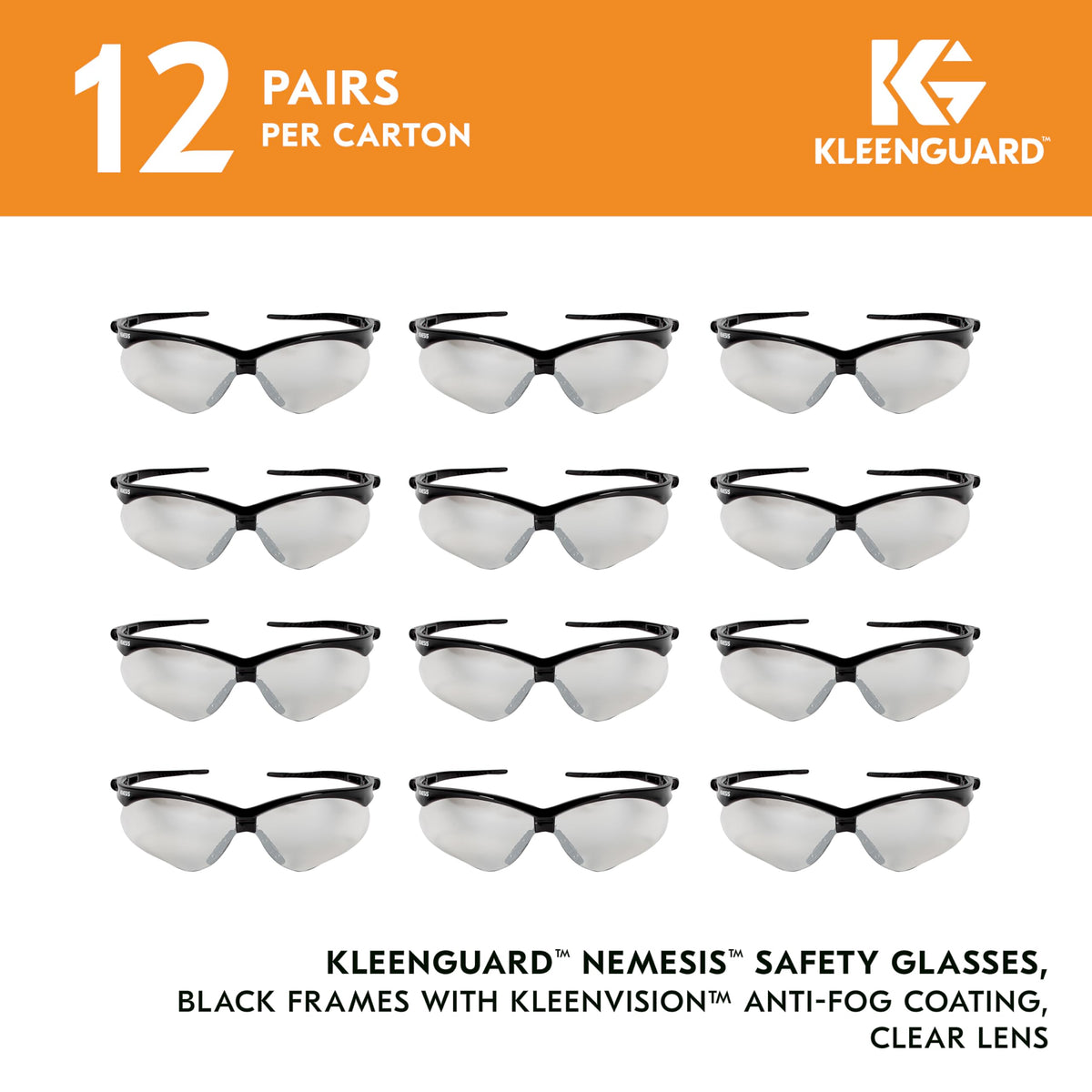 KleenGuard Nemesis glasses with clear lenses for precise work in bright environments