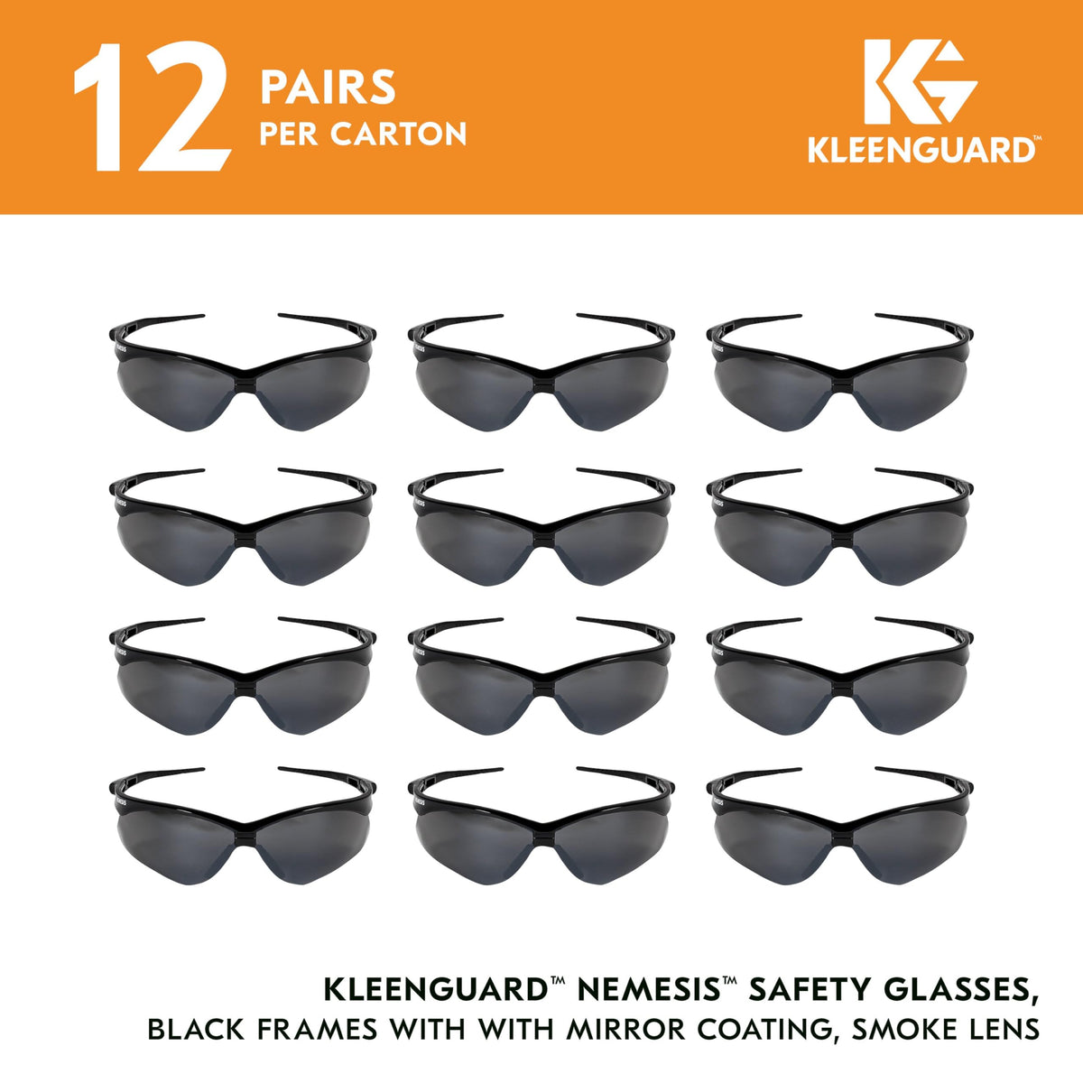 KleenGuard Nemesis safety glasses with smoke lenses shade bright indoor and outdoor tasks.