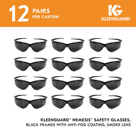 KleenGuard Nemesis safety glasses with smoke lenses reduce glare while protecting eyes.
