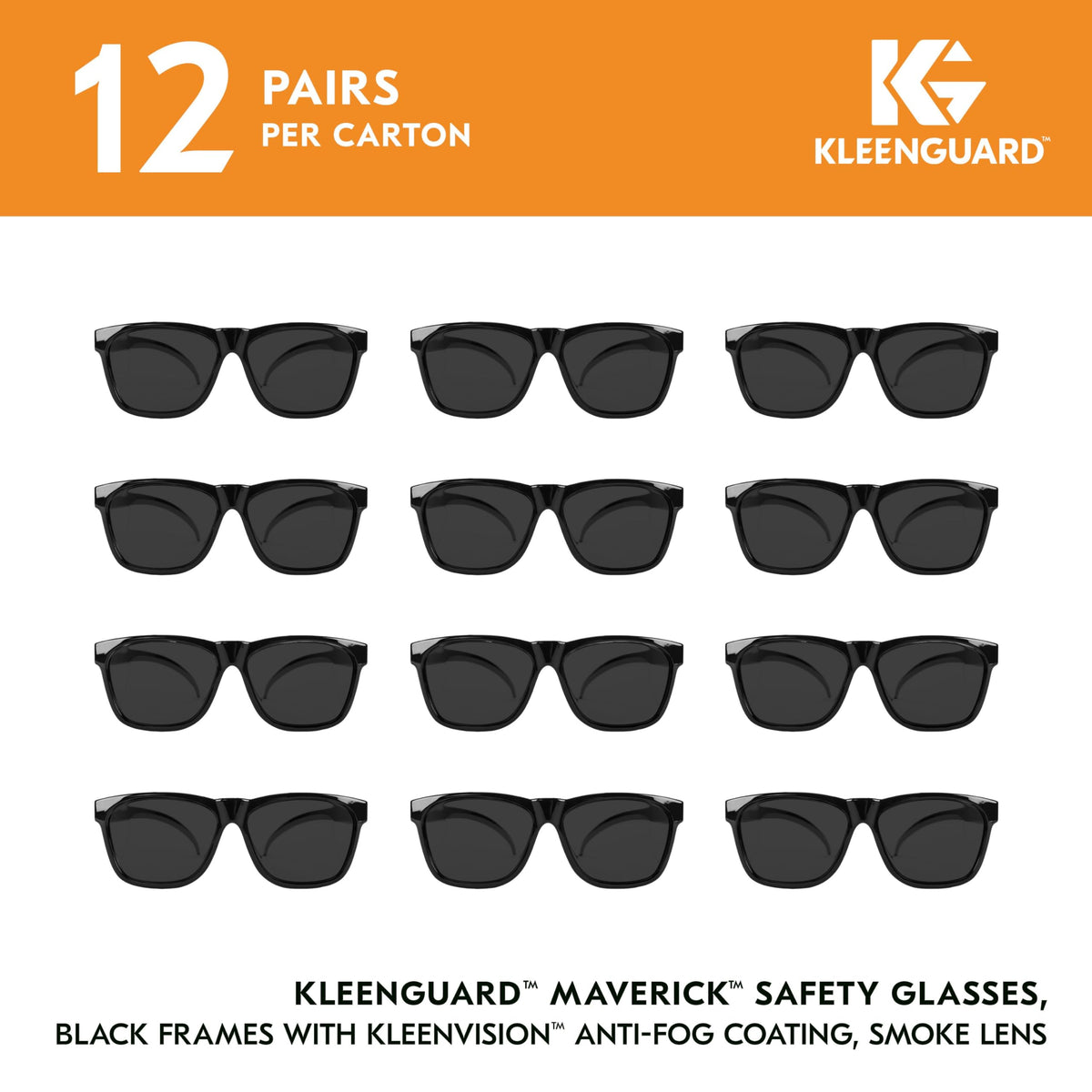 KleenGuard V30 Maverick black frame glasses provide unisex comfort and style.