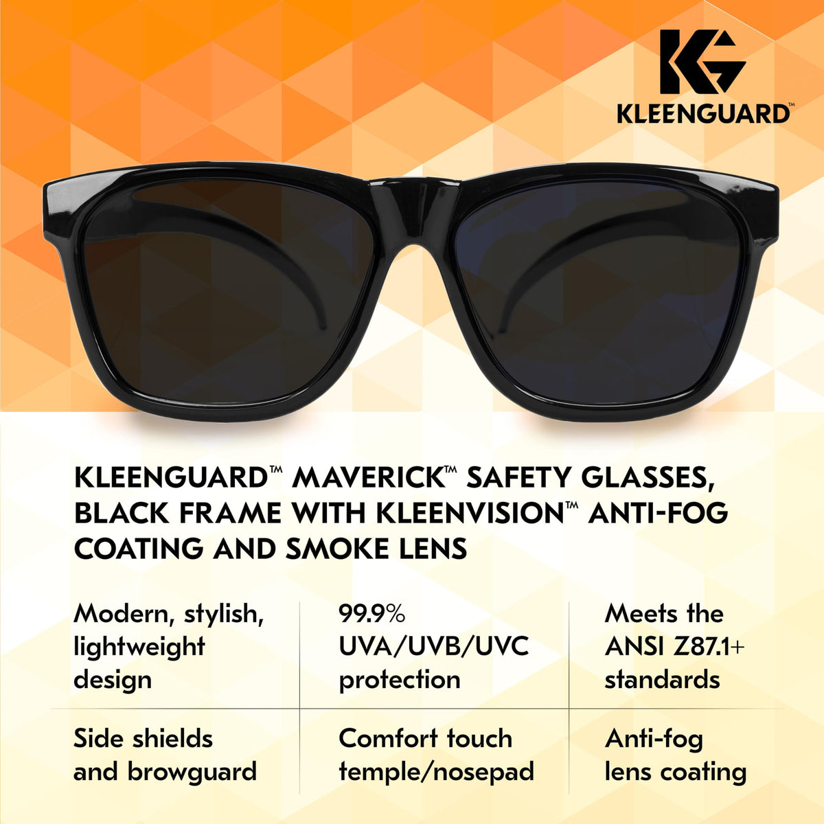 EN166 and ANSI Z87.1+ compliant Maverick safety glasses for reliable protection.