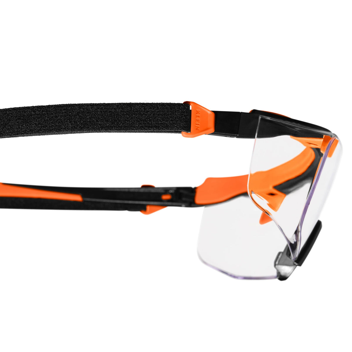 Label showing ANSI Z87.1+ and CSA Z94.3 certification on Klein Tools 03006 OTG glasses.