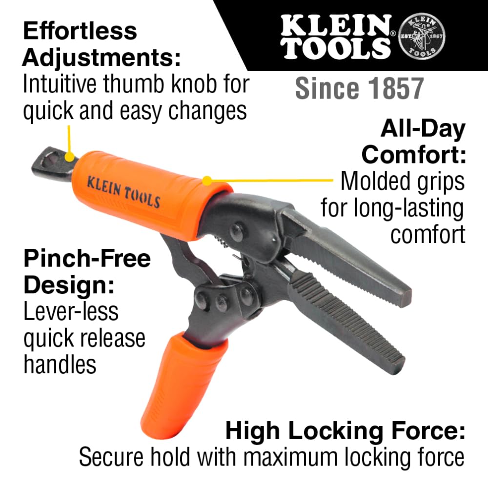 Klein Tools 10-Inch Curved Jaw Locking Pliers handling a larger fastener