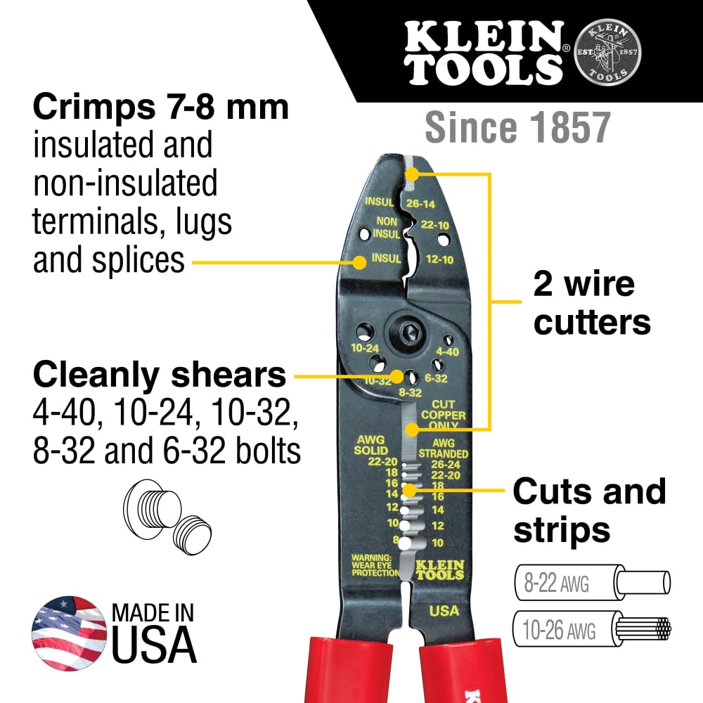 Klein Tools 1001 with wire stripping and cutting demonstration for solid and stranded wires
