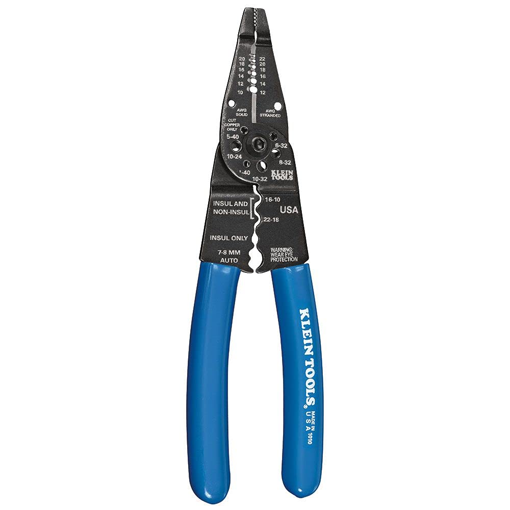 Klein Tools 1010 long-nose tool with front-cut jaws for tight spaces.