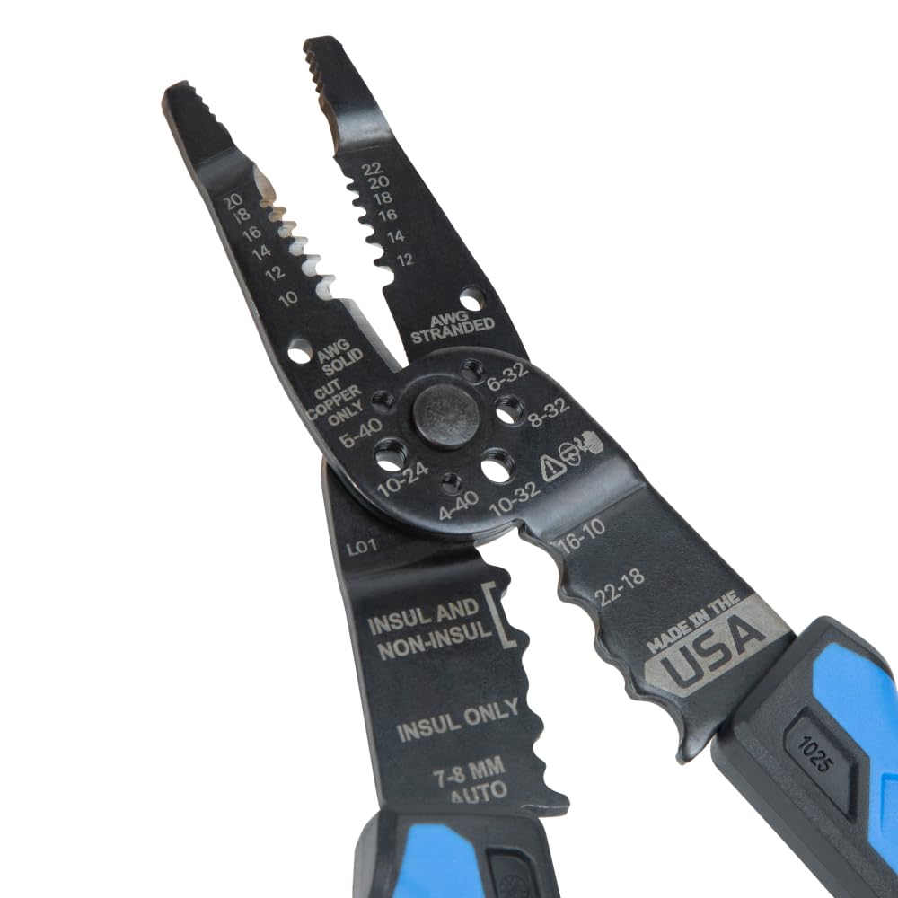 Klein Tools 1025 screw shearing capability shown on small machine screws.
