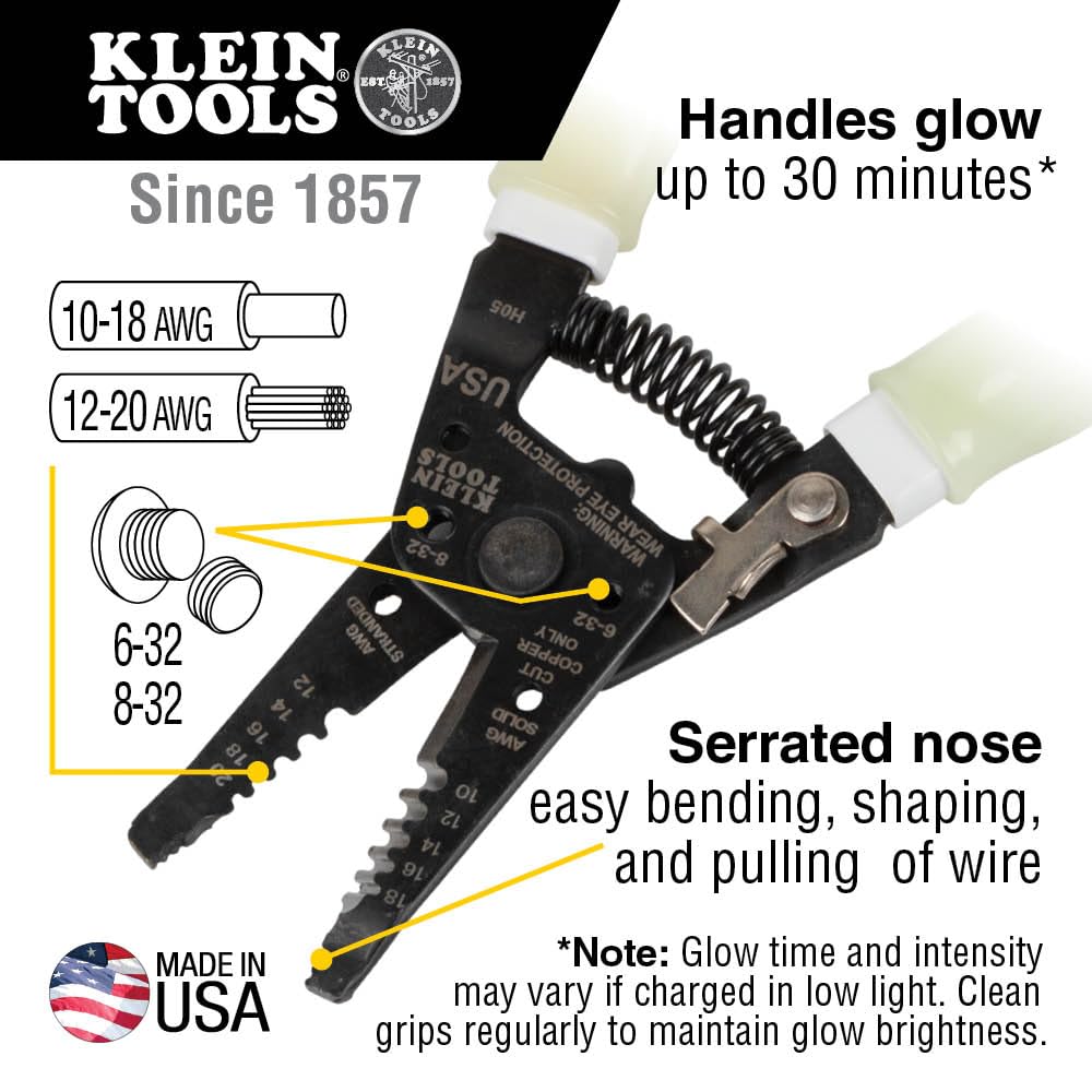 Klein Tools 11055GLW wire stripper cutter in USA-made construction for durability.