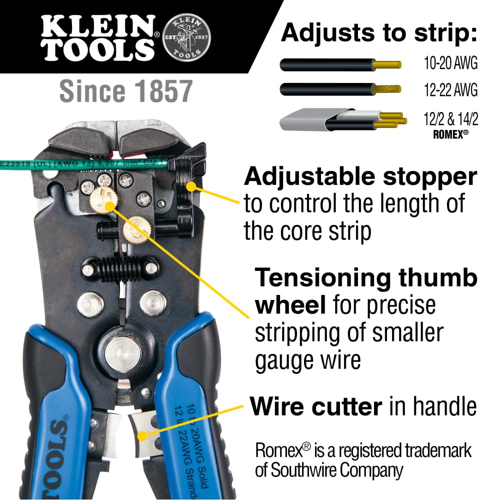 Klein Tools 11061 adjustable strip length stop controls strip depth for consistency