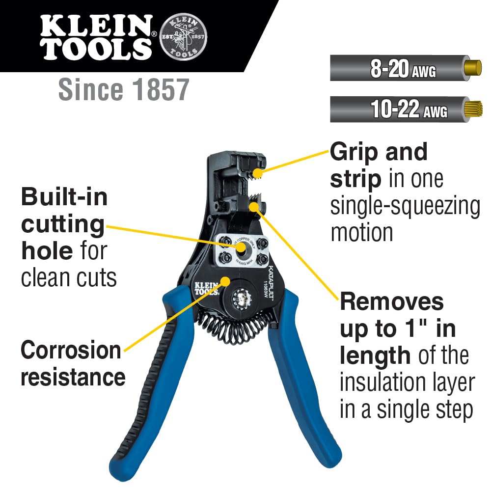 Klein Tools 11063W compound-action strip removes insulation precisely