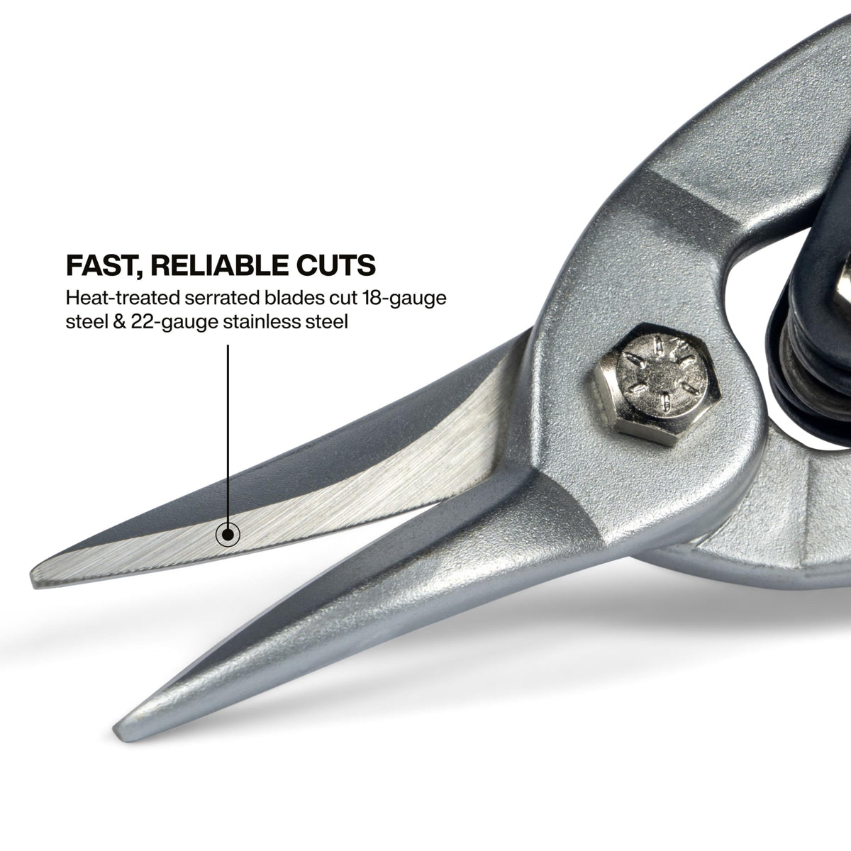 Klein Tools 1202S forged steel blades provide lasting strength for metalwork tasks.
