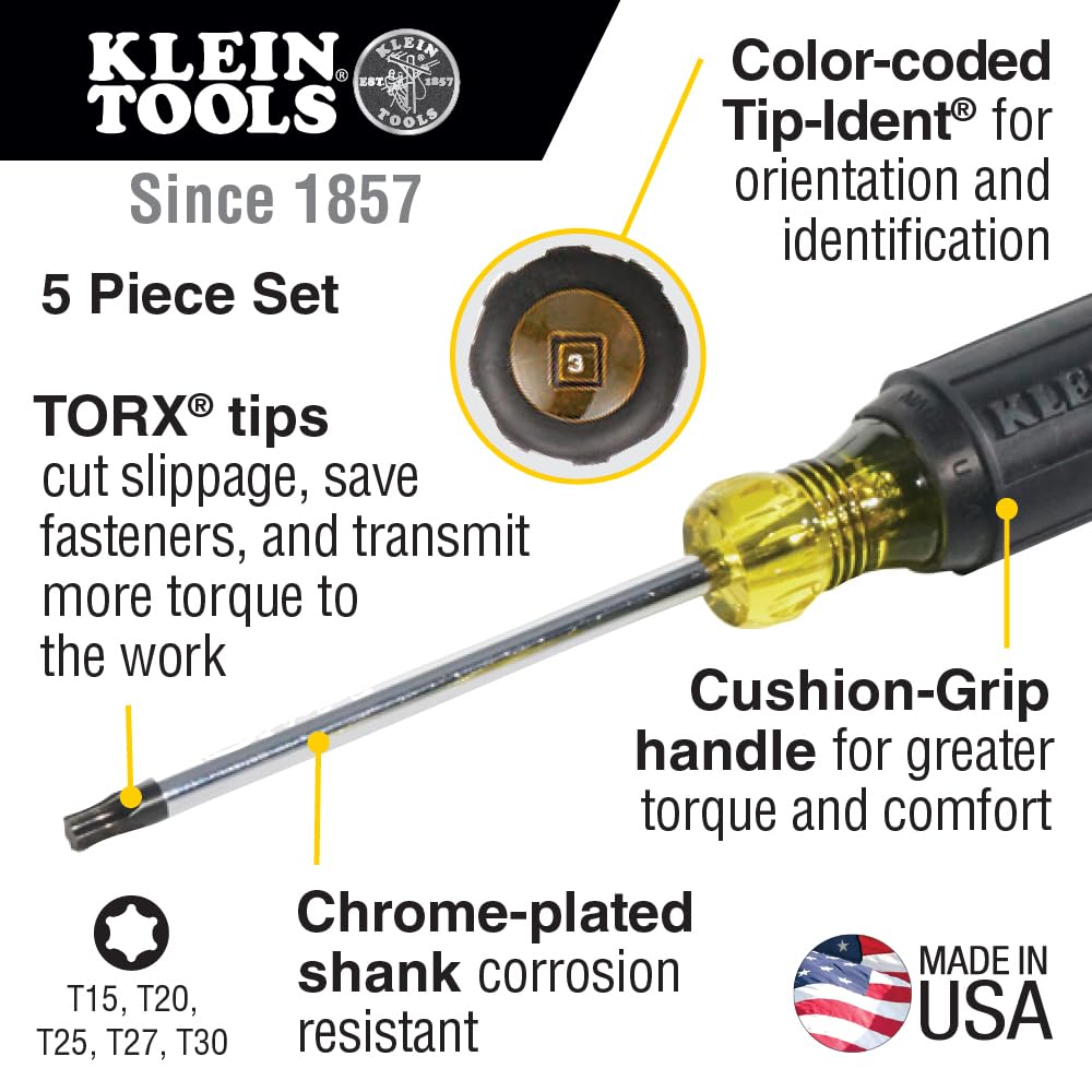 Klein Tools cushion-grip handles with color coding for quick identification