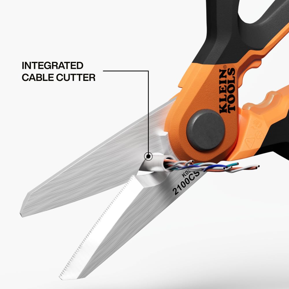Klein Tools 2100CS built-in cable cutter offers leverage for easy cuts