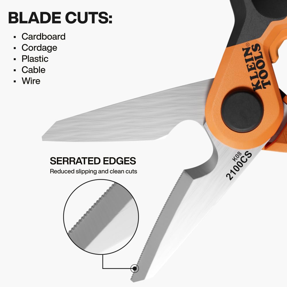 Klein Tools 2100CS serrated blades prevent slipping during cuts