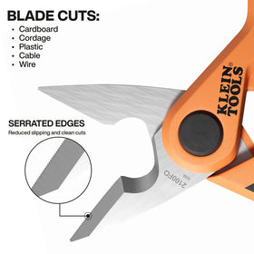 Klein Tools 2100FO serrated blade providing slip-resistant cuts on tough cables.