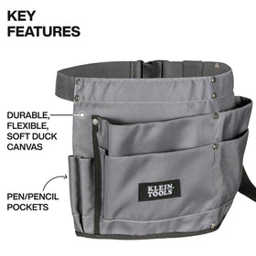 Klein Tools 21022 apron rear pockets hold larger tools for easy reach.