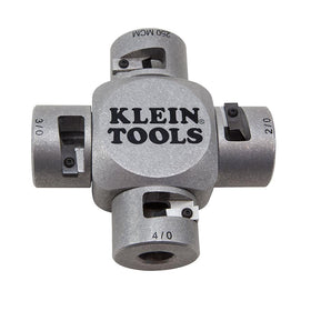 Klein Tools 21051 large cable stripper removing insulation cleanly from heavy gauge cables