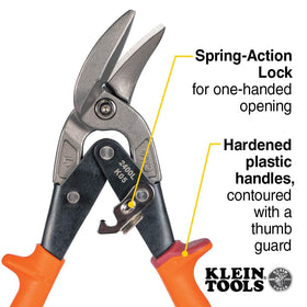 Offset blades in action from Klein Tools 2400L for curved cuts.
