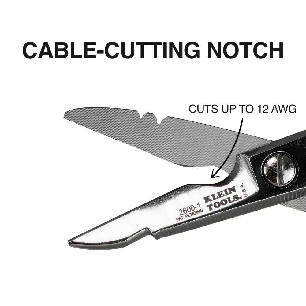 Klein Tools 26001 wire-stripping notches support 19 and 23 AWG wires with ease.